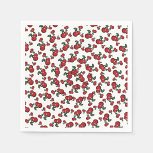 Red Cherries on White Cute Fruit Birthday Party Napkin