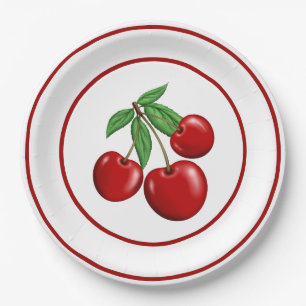 Red Cherries Paper Plates