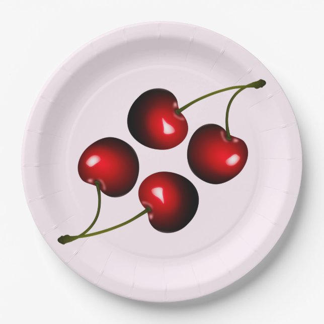 Red Cherries Paper Plates - Customisable (Front)