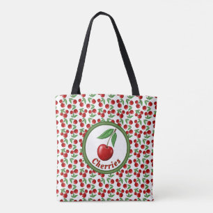 Red Cherries Pattern Personalised Tote Bag