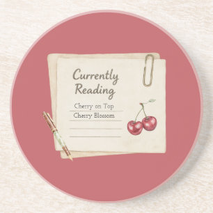 Red Cherries Pen Books List Coaster