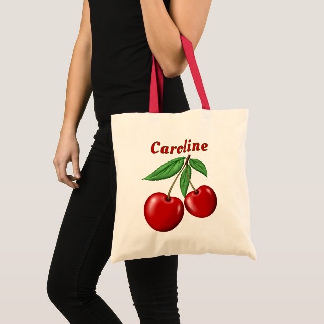 Red Cherries Personalised Budget Tote Bag (Front (Product))