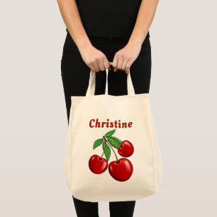 Red Cherries Personalised Grocery Tote Bag
