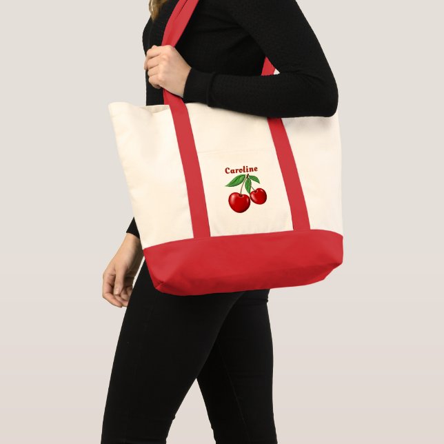 Red Cherries Personalised Tote Bag (Front (Product))