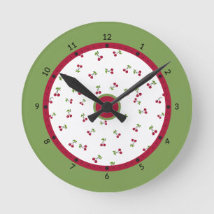 Red cherries  round clock