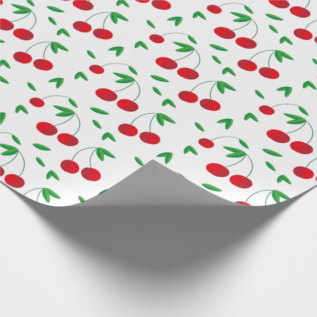Red Cherries Summer All Occasion Wrapping Paper (Corner)