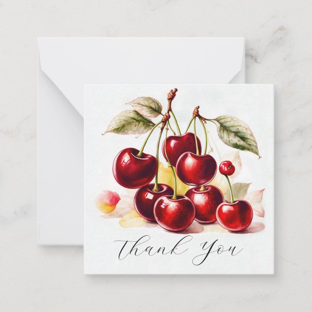 Red Cherries Thank You Card (Front)