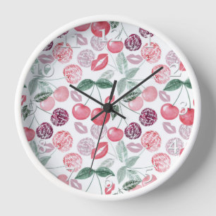 Red cherry berry fruit stylish clock