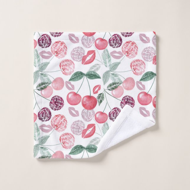 Red cherry berry fruit stylish wash cloth (Wash Cloth)