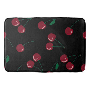 Red Cherry Black Bath Mat
