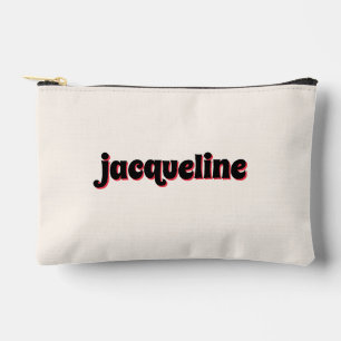 Red Cherry + Black Cabana Stripe Luxe Makeup Accessory Pouch