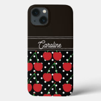 red cherry black polka dots vintage personalised