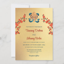 Red Cherry Blossom Endless Knot Tibetan Wedding