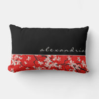 Red Cherry Blossom Floral | Black | Custom Name