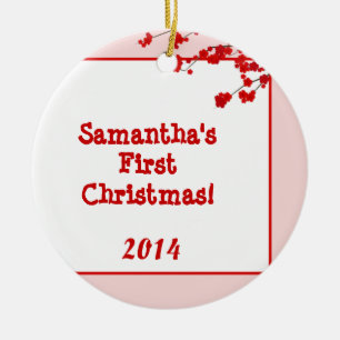 Red Cherry Blossom Personalised Name Ornament