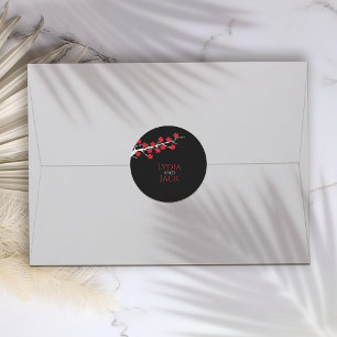 Red Cherry Blossom Themed Wedding Classic Round Sticker