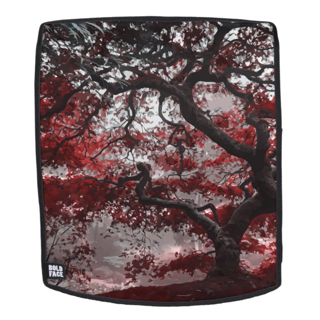 Red Cherry Blossom Tree  Backpack (Removable Face)