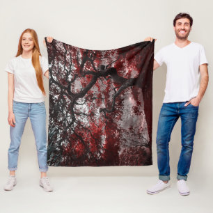 Red Cherry Blossom Tree Fleece Blanket