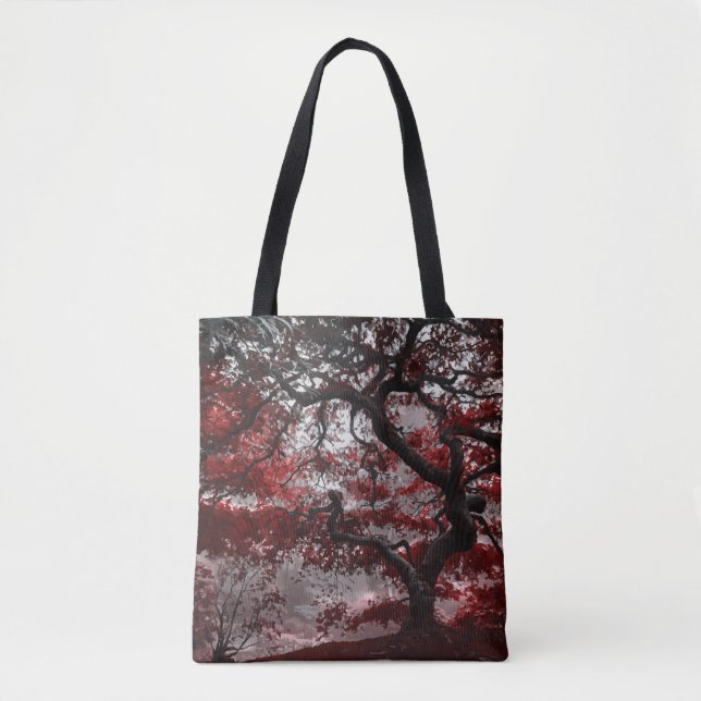 Red Cherry Blossom Tree Tote Bag (Front)