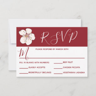 Red Cherry Blossoms - RSVP & Dinner Choices Invitation
