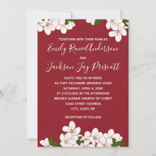 Red Cherry Blossoms - Wedding Invitation