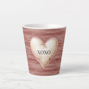 Red Cherry Blush Cream Heart XOXO Latte Mug