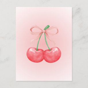 Red cherry bow  postcard