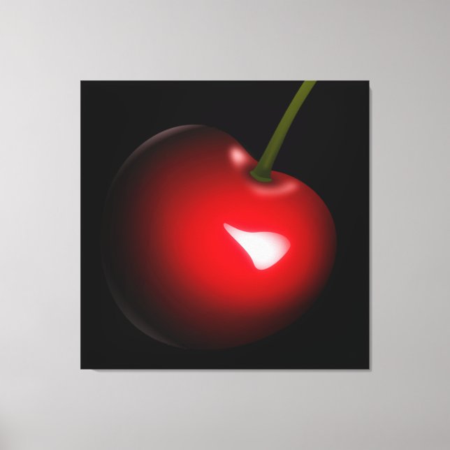 Red Cherry Canvas Print - Your Colour - Text (Front)