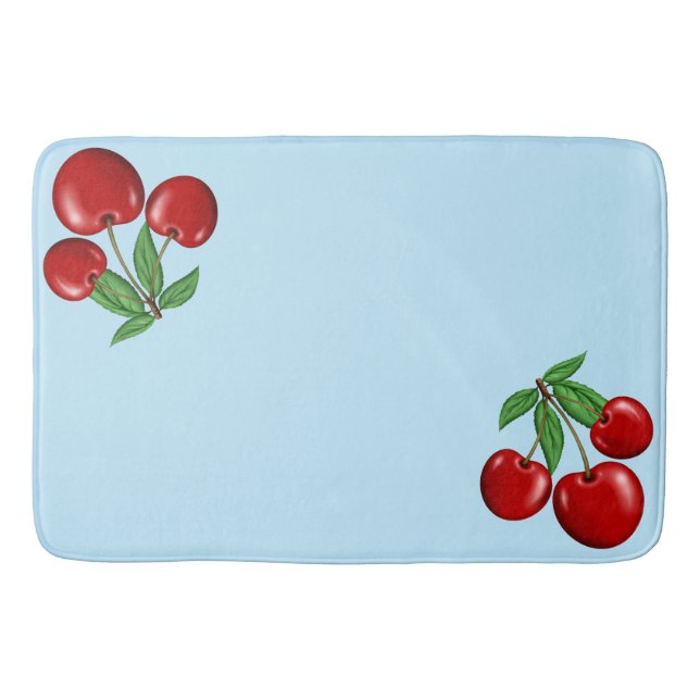 Red Cherry Cherries Design Customisable Bath Mat (Front)