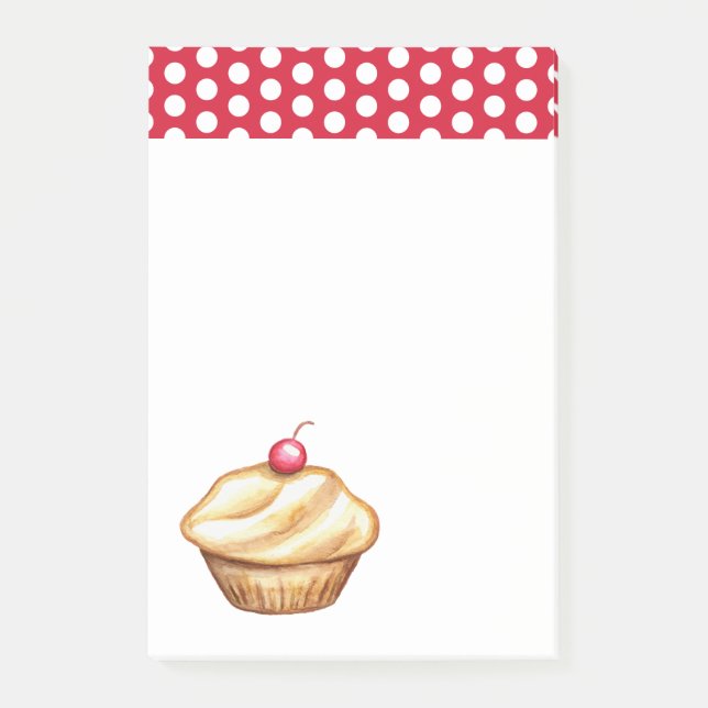 Red Cherry Cupcake Post It Notes (Front)