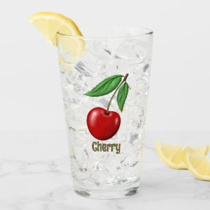 Red Cherry Design Personalised Glass