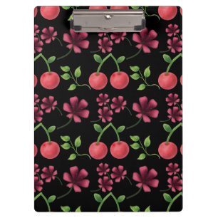 Red Cherry Floral Pattern Clipboard
