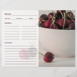 Red Cherry Fruits Food Photo With Recipe Template