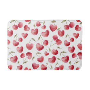 Red Cherry Hearts Bath Mat