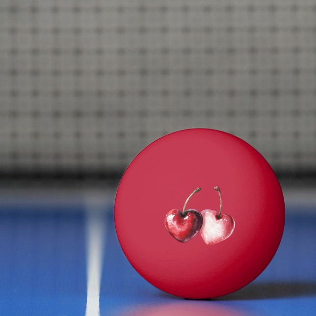 Red Cherry Hearts Ping Pong Ball (Net)