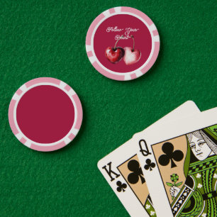 Red Cherry Hearts Poker Chips