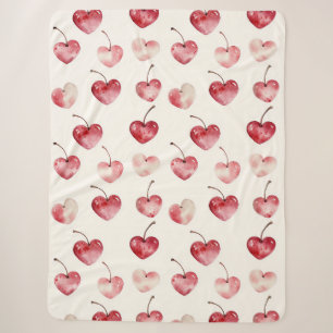 Red Cherry Hearts Valentine's Day Sherpa Blanket