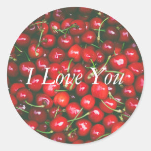 Red Cherry - I Love You (customisable text) Classic Round Sticker
