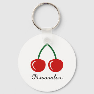 Red cherry keychain with personalised name