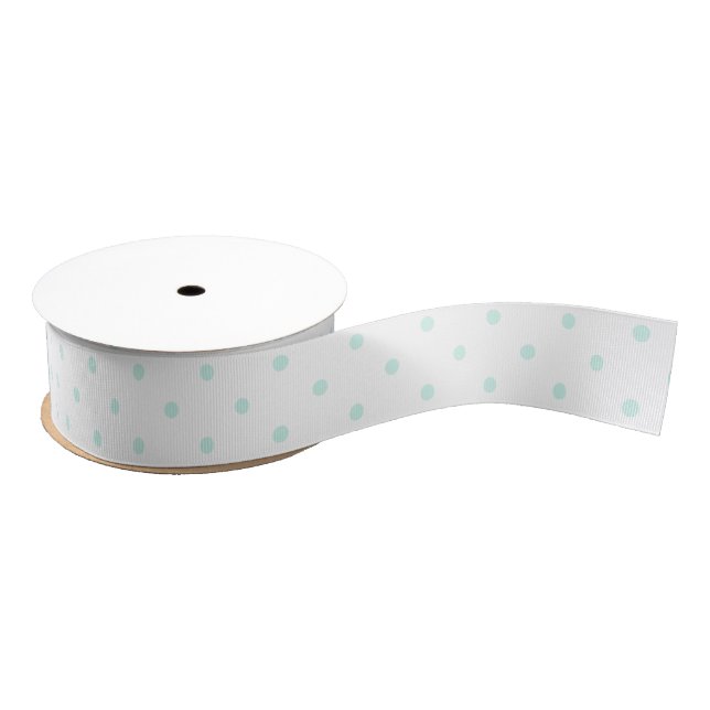 Red Cherry Light Aqua Dotted Ribbon Grosgrain Ribbon (Spool)