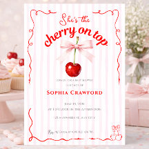 Red Cherry on Top Pink Bow Cherries Baby Shower