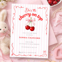 Red Cherry on Top Pink Bow Cherries Baby Shower