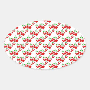 Red cherry pattern accessories - cherries by LeahG Oval Sticker