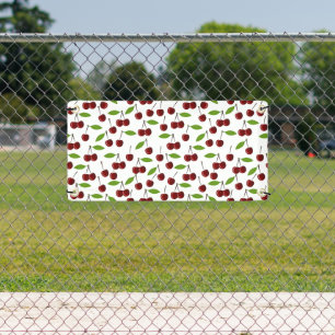 Red Cherry, Pattern Of Cherries, Leaves, Fruit Banner