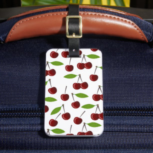 Red Cherry, Pattern Of Cherries, Leaves, Fruit Luggage Tag