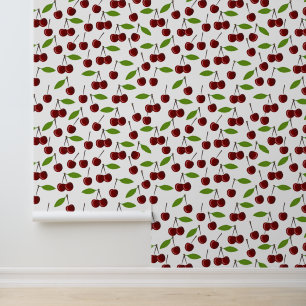 Red Cherry, Pattern Of Cherries, Leaves, Fruit Wallpaper