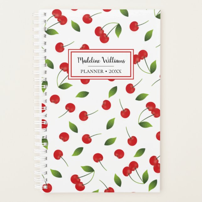 Red Cherry Pattern | Personalised Planner (Front)