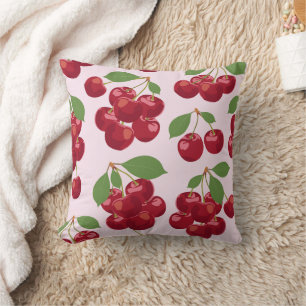 Red Cherry Pattern Square Cushion