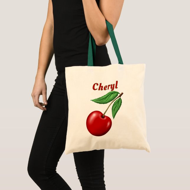 Red Cherry Personalised Budget Tote Bag (Front (Product))