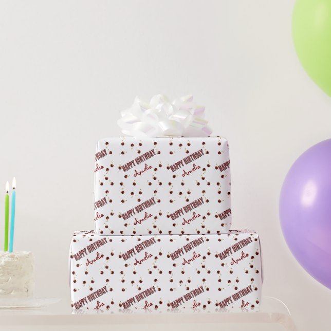 Red Cherry Personalised Party Wrapping Paper (Party Gifts)